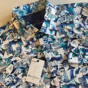 Robert Graham Button Up Shirt Men M Preppy Disco Dance Party Palm Leaves